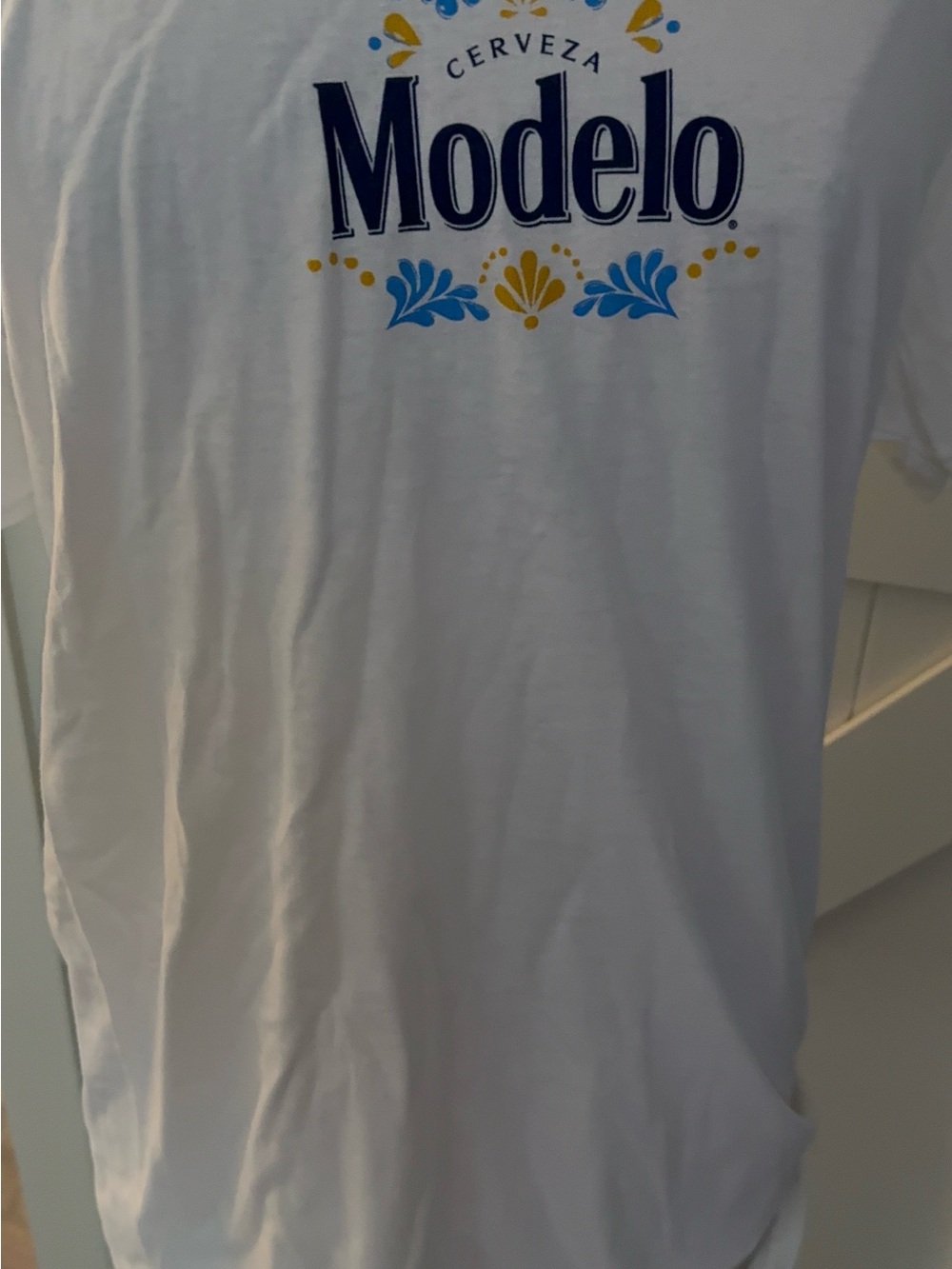 Jerzees White Tee with Blue and Red Logo Detail